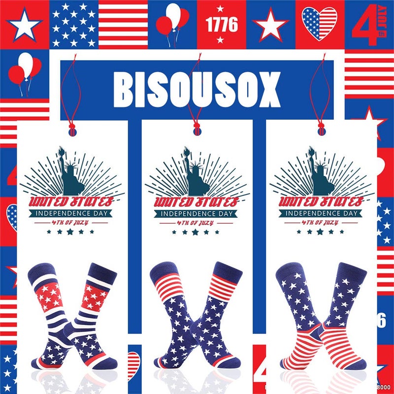 BISOUSOX American Flag Socks Mens Dress Socks 9-12 Funny Crazy Novelty Business Wedding Crew Groomsman President Sock - Image 5